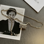 小香腰链女配饰ins闪钻网红字母金属装 饰腰带包配裙子迷你链条包