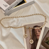 饰 百搭腰带连衣裙衬皮带腰链装 网红新款 金属编织链条女水钻时尚