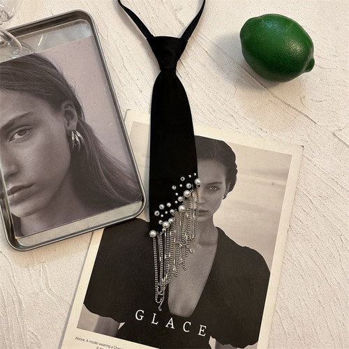 珍珠水钻流苏个性领带