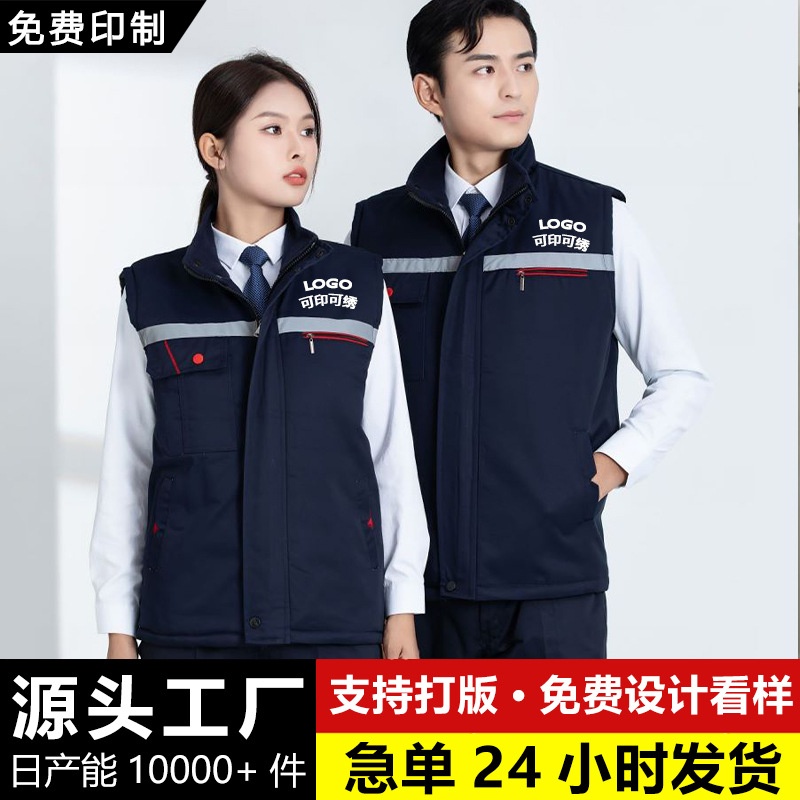 秋冬棉马甲一体式内胆横拉链加厚保暖舒适休闲工作服工衣定制