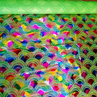 龙鳞鱼鳞烫金面料龙灯鱼灯花灯舞龙DIY健身飞天龙身布料花纹七彩