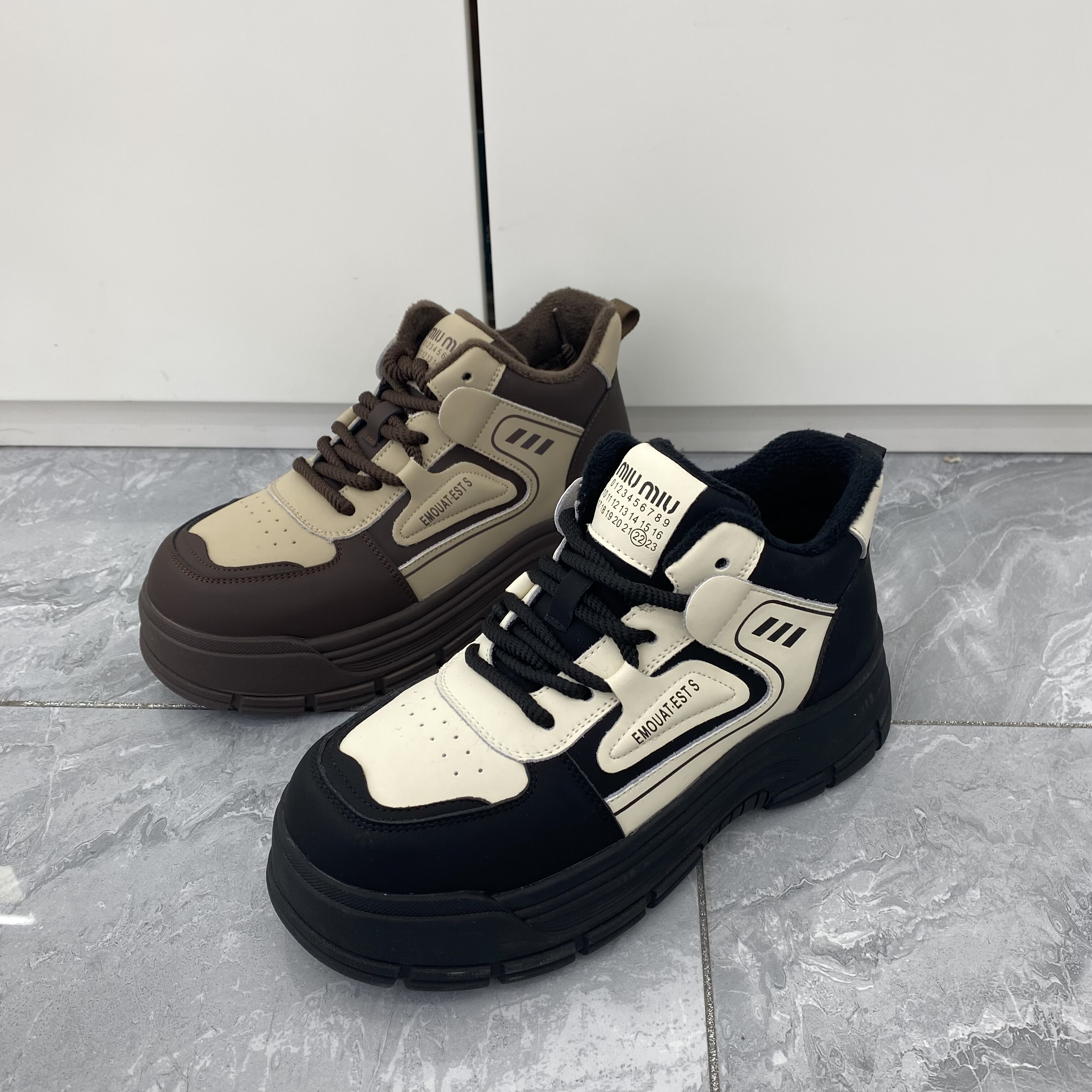 2025冬季女鞋防滑厚底加棉高帮休闲鞋高腰大棉鞋拼色女棉鞋女潮鞋