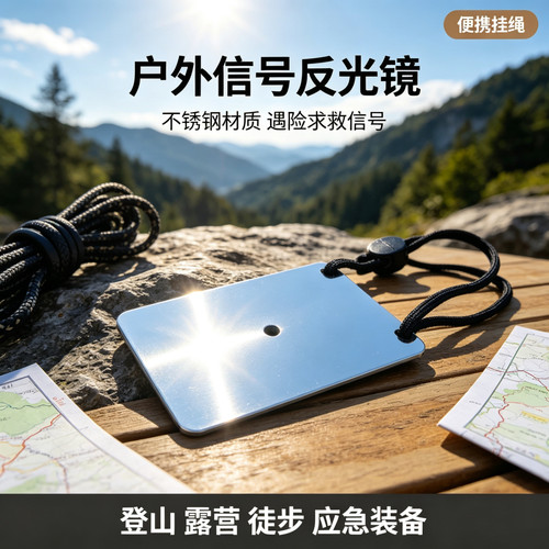 户外不锈钢求生信号镜救生生工具皮筏艇用船用反光镜救援探险野营