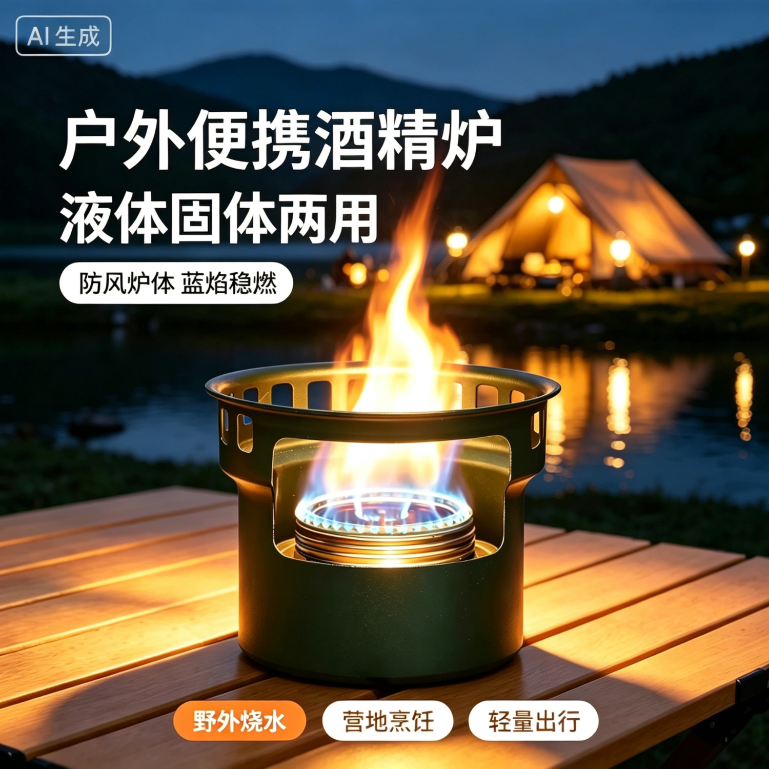 户外便携酒精炉防风炉头套装野营液体固体酒精炉头支架可汽化炉具