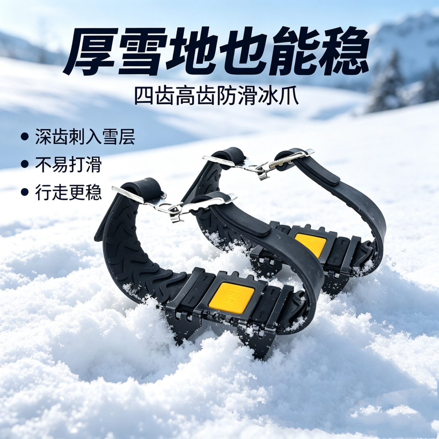 户外海钓防滑鞋套登山简易四齿冰爪鞋钉爪链雪地鞋套北海道雪乡套
