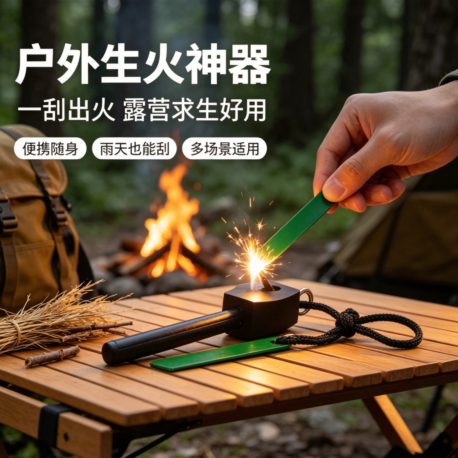 户外夹心取火器野外生存工具旅行用品点火棒户外生火神器打火石