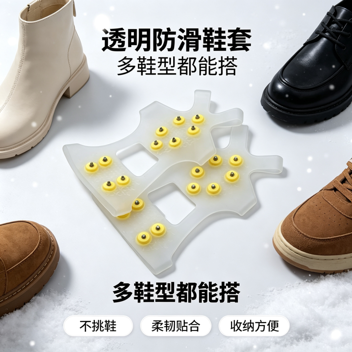 户外透明防滑冰鞋套冰爪成人老人防滑鞋钉雪乡10齿东北道路防滑