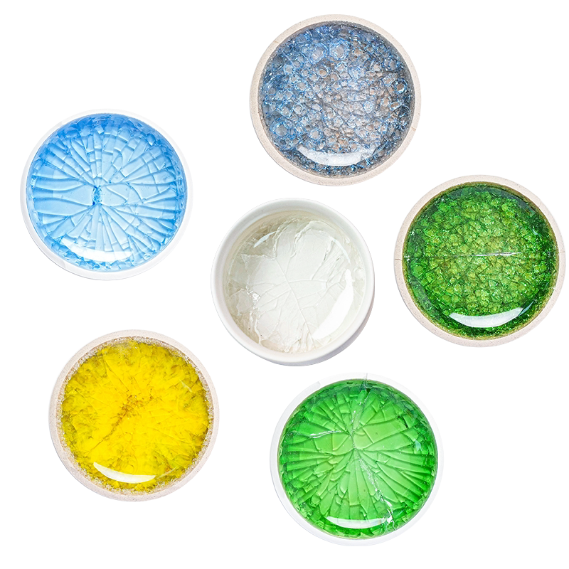 水流星陶艺仿冰裂釉料裂纹开片釉陶吧陶瓷上色中温艺术装饰玻璃釉