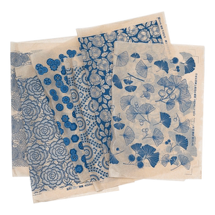 水流星陶艺釉下花纸青花贴陶贴图中高温陶瓷素坯剪纸贴画拓印贴花