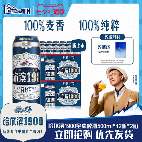 哈尔滨1900全麦啤酒500ml×24听