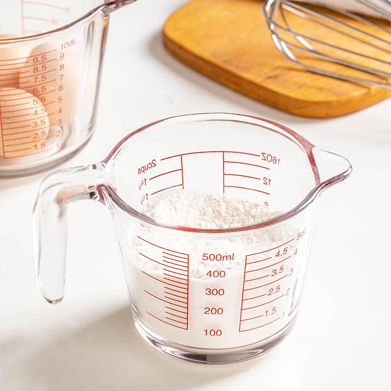 厨房玻璃量杯带刻度打蛋杯面粉烘焙专用毫升计量水杯耐高温牛奶杯