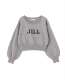 千金 jil1 日系 大字母刺绣圆领长袖 针织套头女