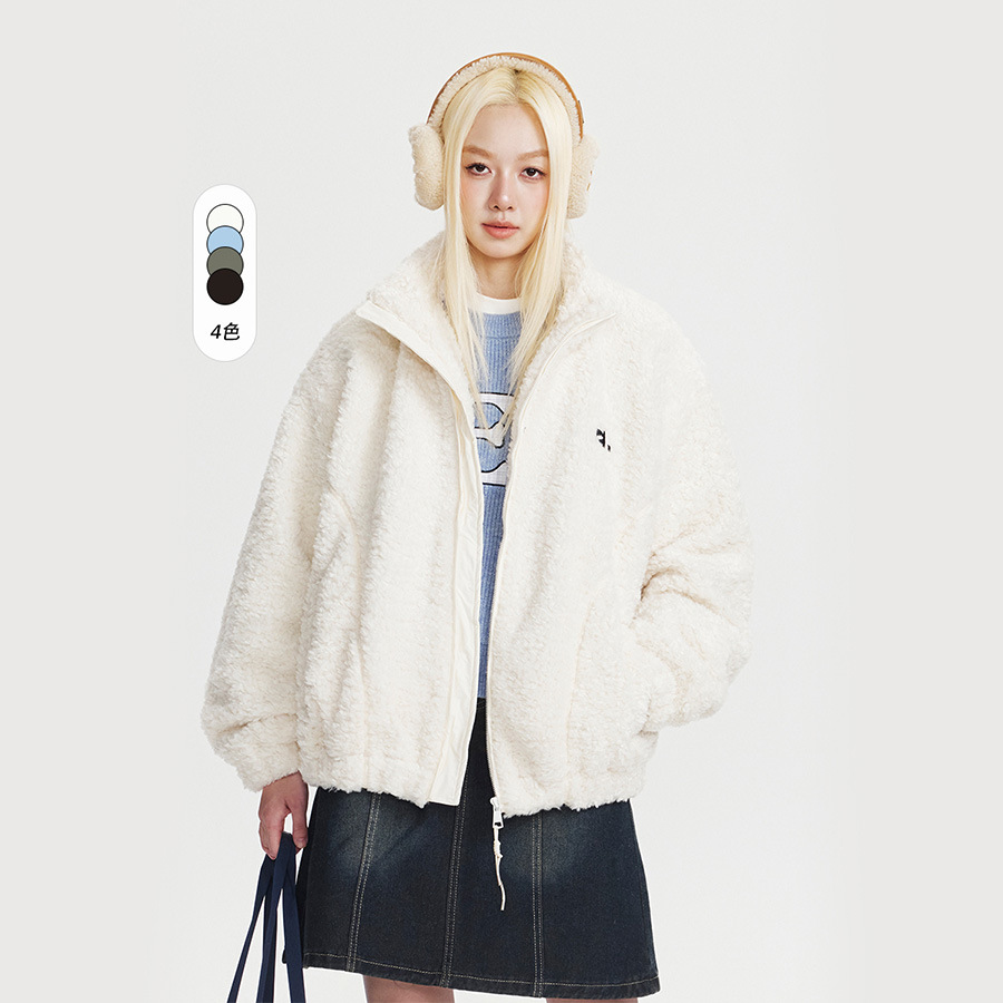 CATTEE美式学院风羊羔毛外套男女