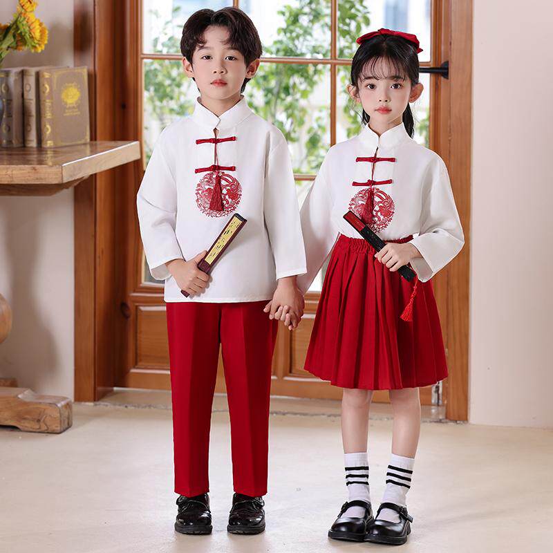 大合唱表演服印花中国风男女长袖