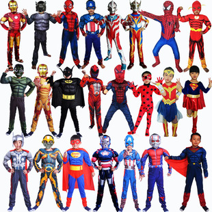 万圣节儿童节演出服cos肌肉钢铁侠美国队长绿巨人蜘蛛侠扮演服装