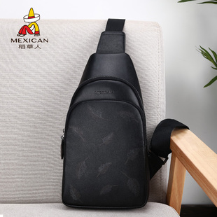 商務簡約斜挎包休閑運動小背包時尚 男包潮 胸包2025新款 稻草人男士