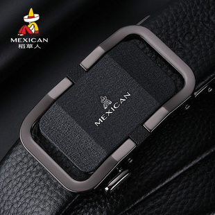 腰带休闲年轻人潮流纯头层牛皮正品 稻草人皮带男真皮自动扣男士 裤