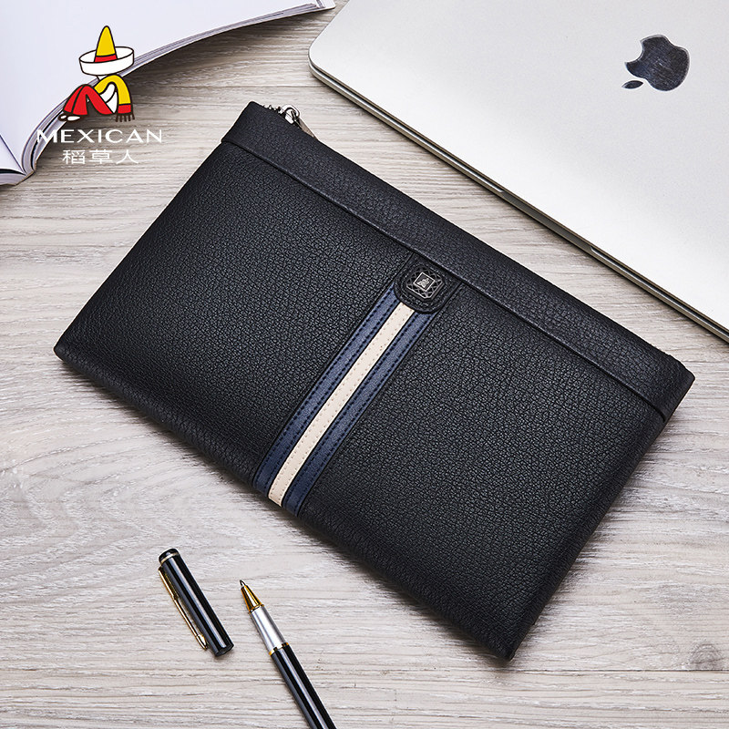 稻草人正品2023新款手包真皮商务简约高档信封包青年手拿包时尚潮