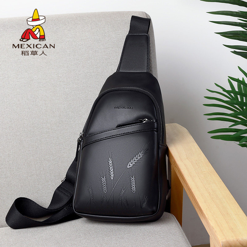 稻草人胸包男士2025新款学生简约ins男 斜挎包大容量韩版背包潮牌