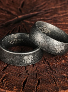 男士欧美复古做旧古银色戒指