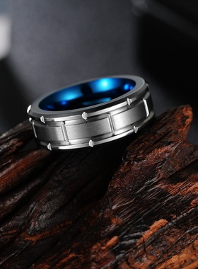 厚重感8mm双色电镀钛钢男士戒指潮流百搭高级感指环个性小众饰品