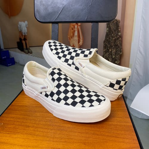 范斯VANS黑白棋盘格低帮一脚蹬