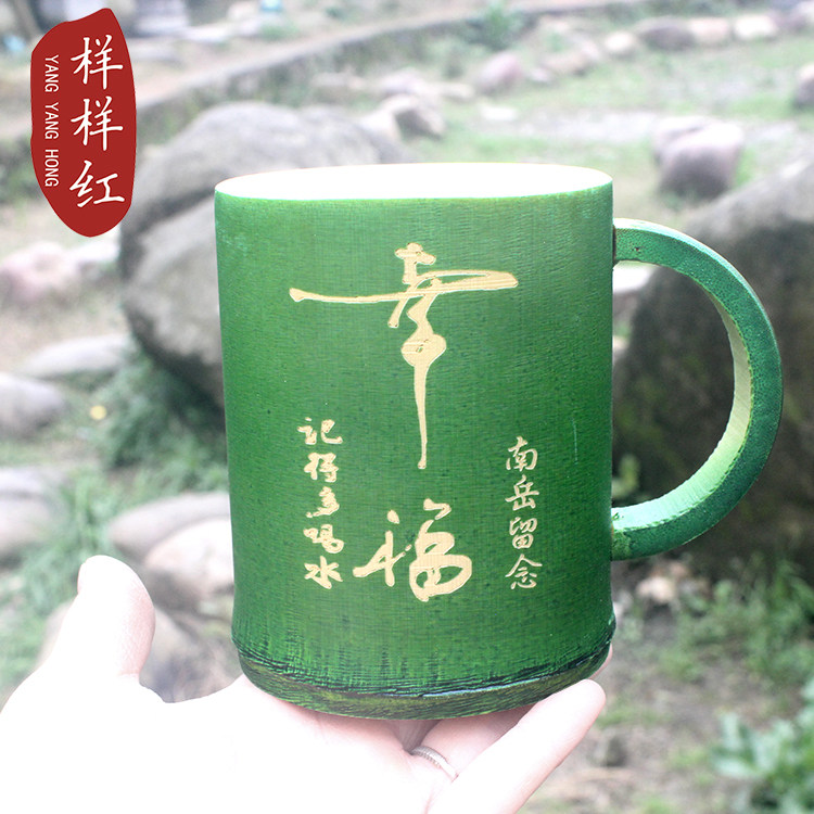 天然绿色环保茶杯 旅游工艺品 天然原生态竹制品竹杯子景区热卖