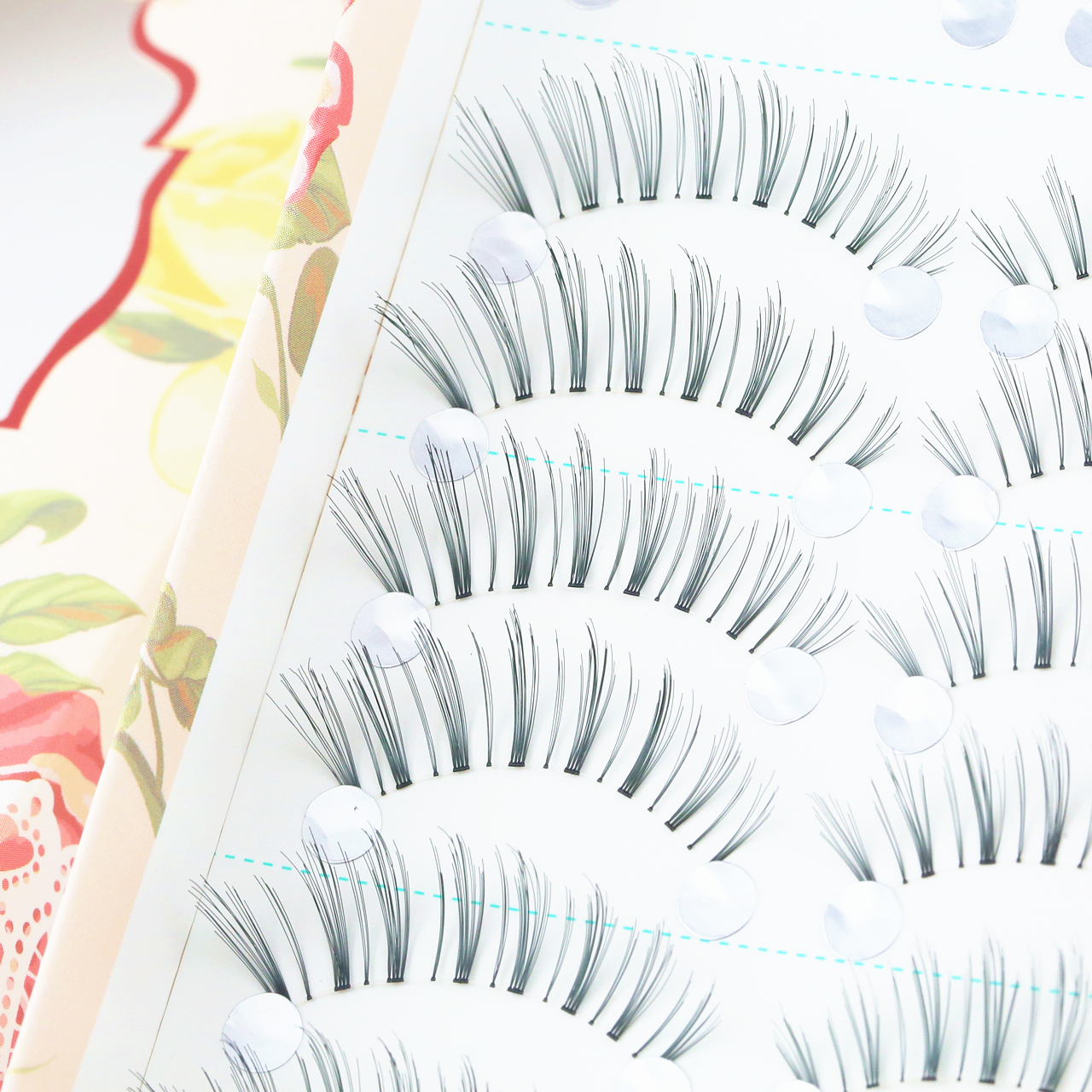 菠萝妹假睫毛自然女10对装透明梗手工编织B25簇状纤长恶魔仙子