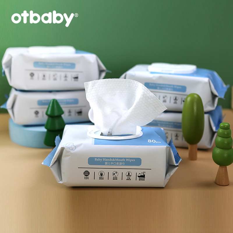 otbaby官方婴儿湿巾婴幼儿手口专用湿纸巾宝宝带盖80抽24大包整箱 婴童用品 湿巾 原图主图