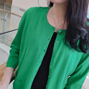 坏丫头大码女装2026款PIMA棉混纺中袖圆领开衫1467胸围86厘米