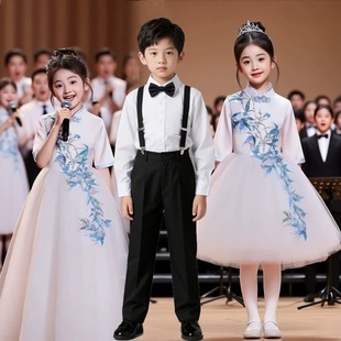 儿童合唱团小学生爱国演讲诗歌朗诵比赛演出服少儿新中式礼服装
