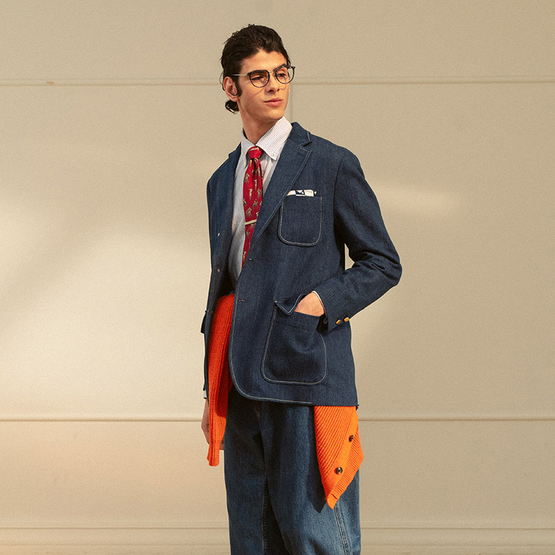 KUFFYLINK日本面料赤耳丹宁西装