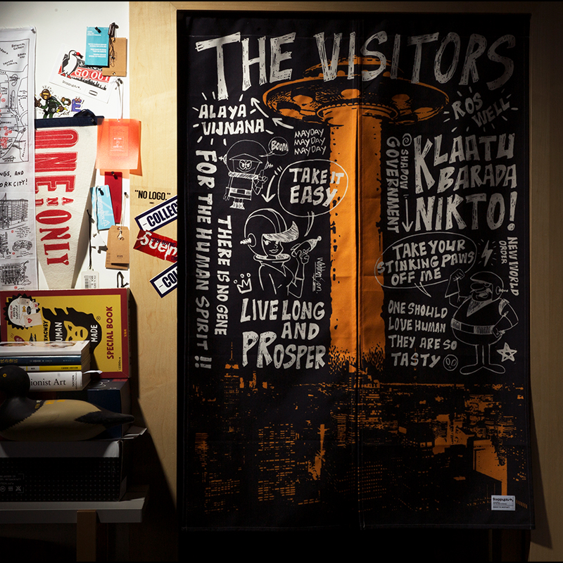 Steppyplus The Visitors 美式卡通居家布帘挂门帘创意家居饰品a