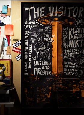 Steppyplus The Visitors 美式卡通居家布帘挂门帘创意家居饰品a