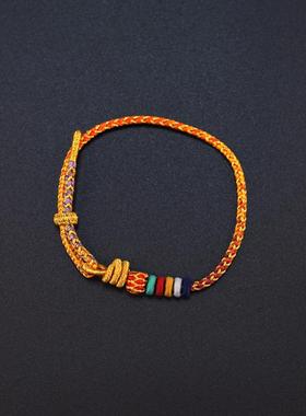 国风潮流手工编织diy串珠红绳