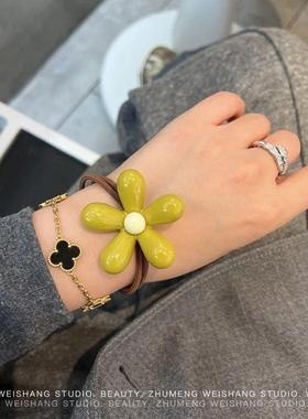 2024新款彩色太阳花发绳可爱少女丸子头绳ins网红弹力发圈皮筋超A