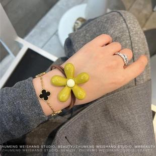 2024新款 彩色太阳花发绳可爱少女丸子头绳ins网红弹力发圈皮筋超A