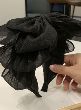 黑色蝴蝶结发箍成人洋气新款发饰超大号蓬松头箍法式简约网红发卡