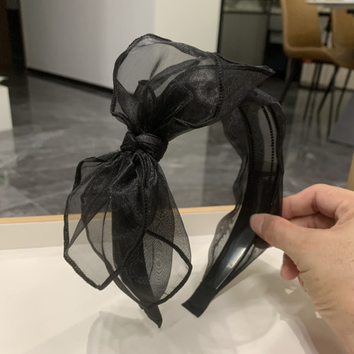 韩版兔耳朵宽边带齿防滑网纱发箍