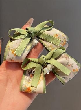 儿童新中式汉服配饰女童古风发夹头饰小女孩蝴蝶结铃兰花国风发卡