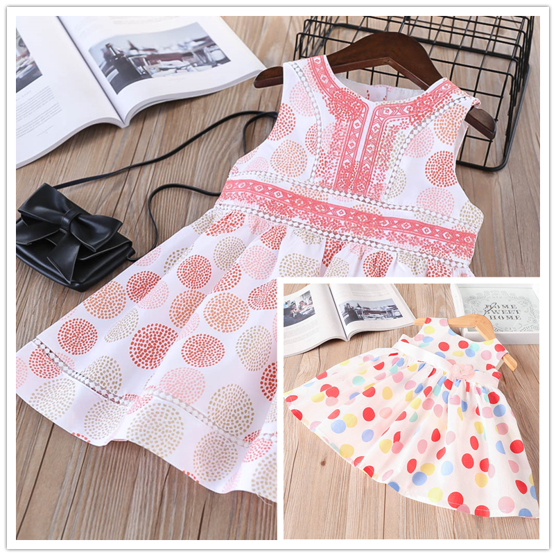 夏季新品女童宝宝婴幼儿彩色大波点童公主背心裙连衣裙