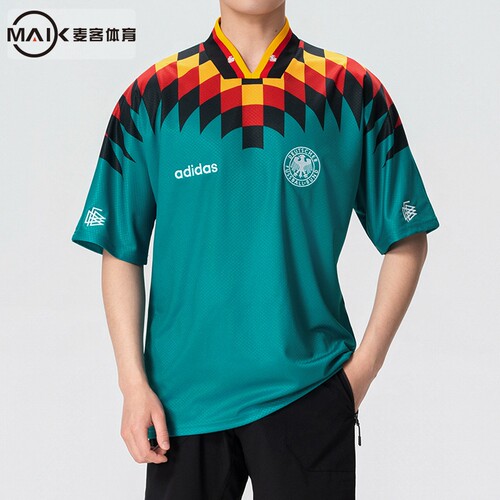 Adidas阿迪达斯德国94世界杯复古复刻短袖球衣男V领透气T恤JZ6941