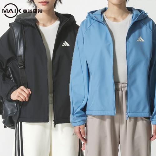 阿迪达斯女运动休闲连帽防风外套