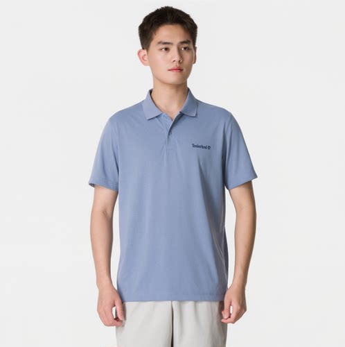 TIMBERLAND添柏岚男士短袖翻领POLO衫蓝色户外运动T恤A6AP3B88