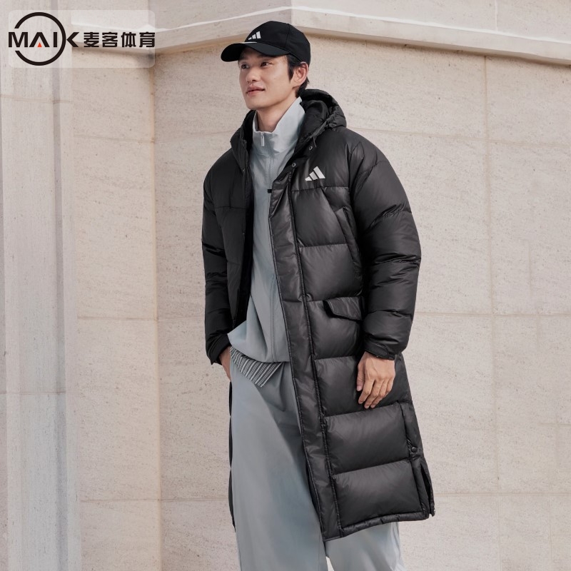 阿迪达斯2025保暖休闲长款鸭绒羽绒服男女新轻运动KF4396 KF2143