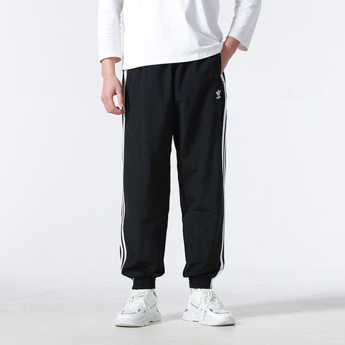 Adidas阿迪达斯男士黑色条纹运动长裤束脚休闲阔腿裤KB2465