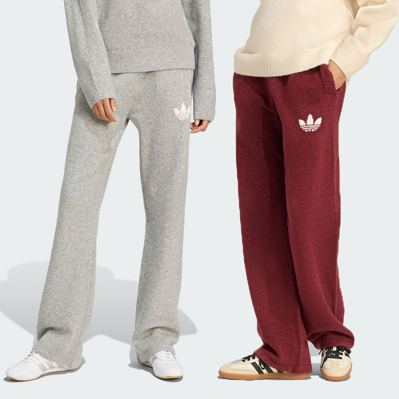 阿迪达斯三叶草直筒裤冬季新款女休闲简约针织长裤 KF2534 KF2533