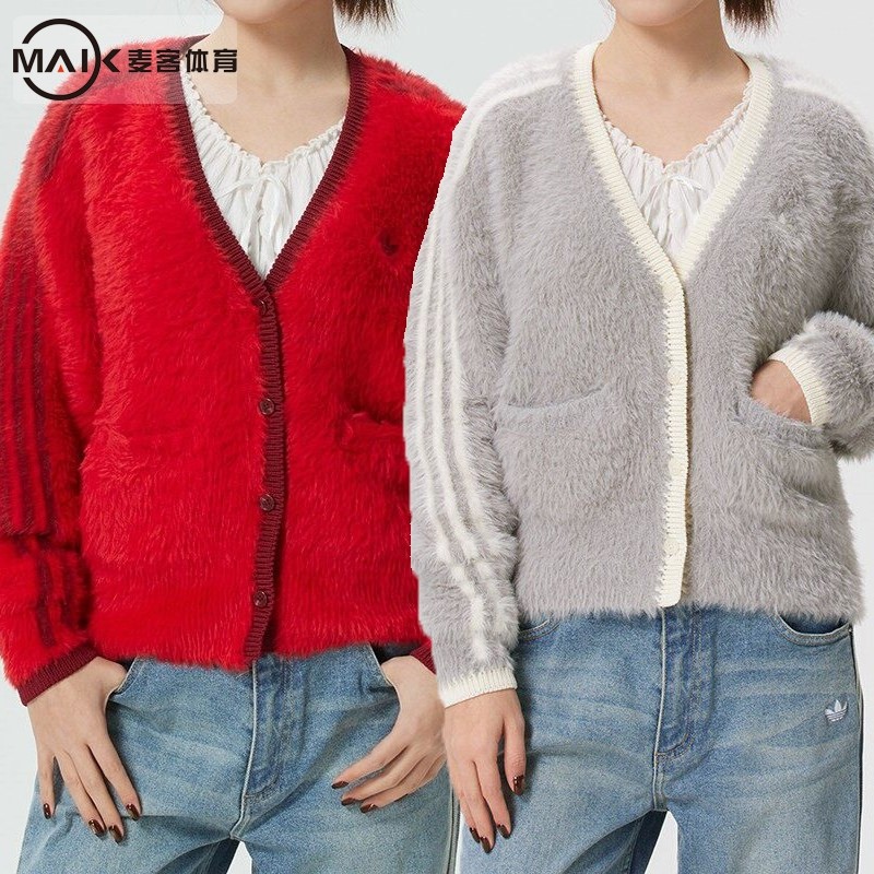 阿迪达斯三叶草冬运动女装新年休闲时尚毛衣编织衫KT3171 KT3170