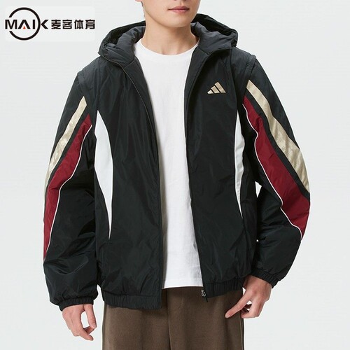 阿迪达斯男装2026新年款保暖篮球服可拆卸运动宽松棉服外套KS3171