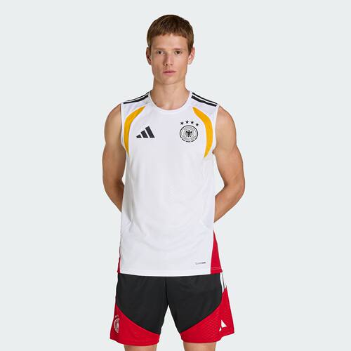 Adidas阿迪达斯德国队服无袖背心男白色速干训练运动T恤KB4494